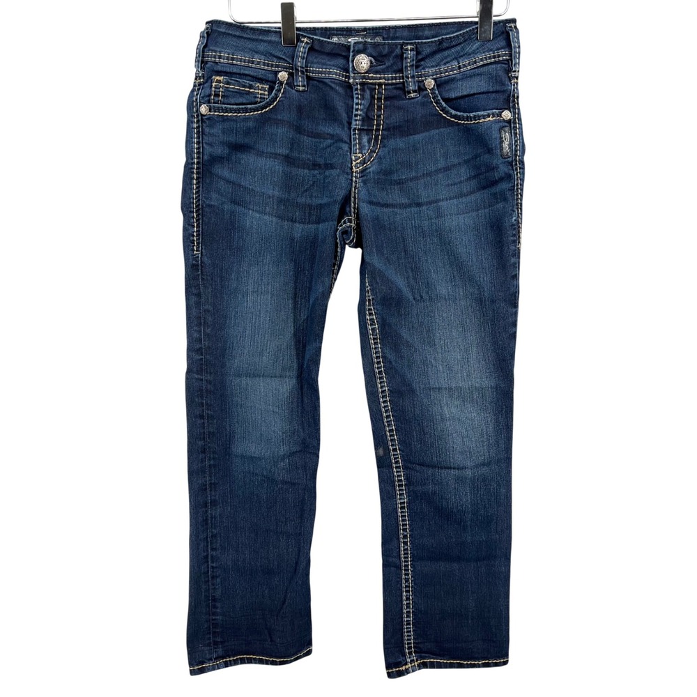 Silver Jeans Co Suki Capri Dark Wash Stretch Denim Jeans W29 L19 L40217SJL396
